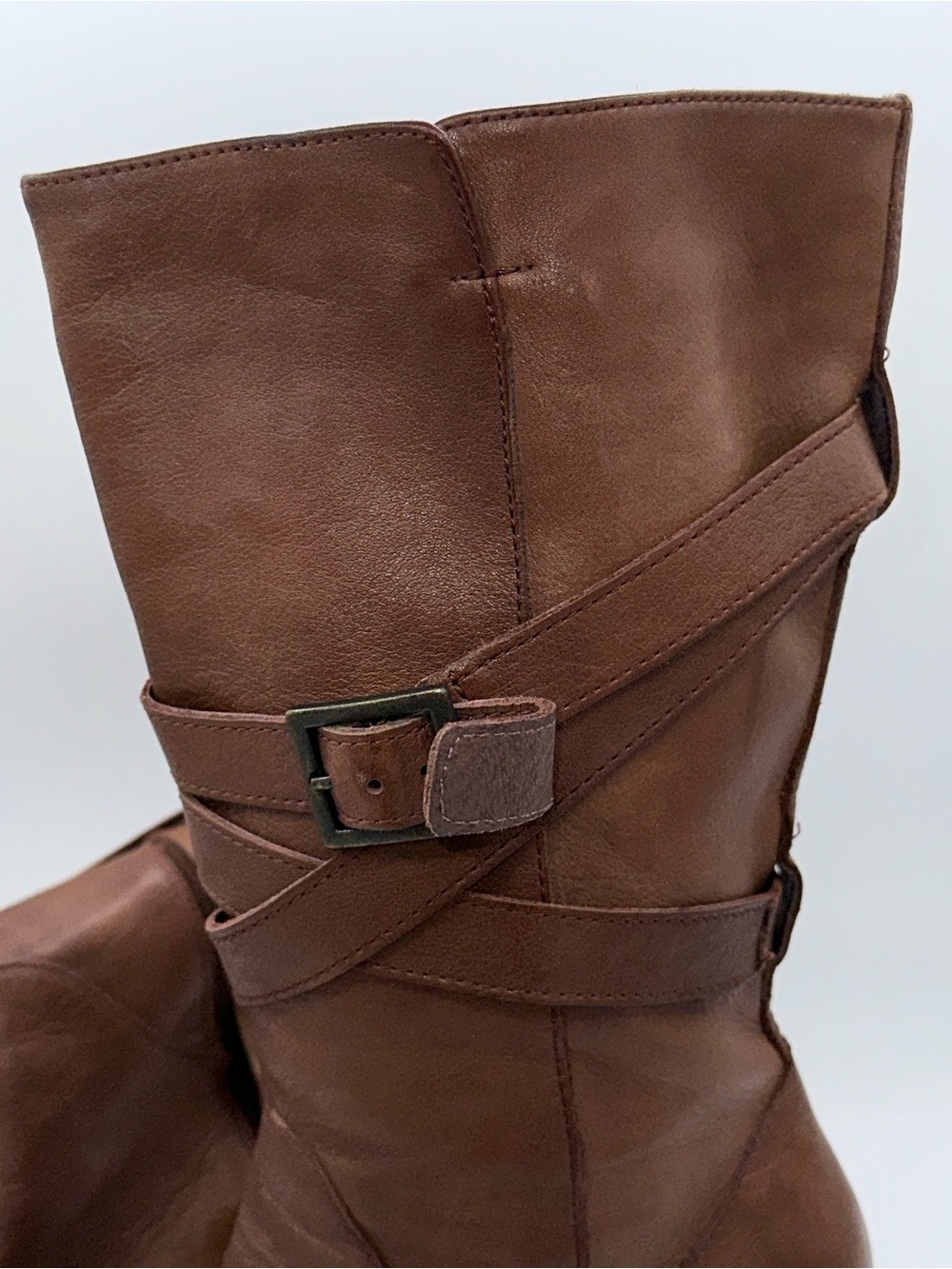 UGG Jardin brown leather mid-calf platform boots High Heel Size 9 AA27 - Picture 4 of 7